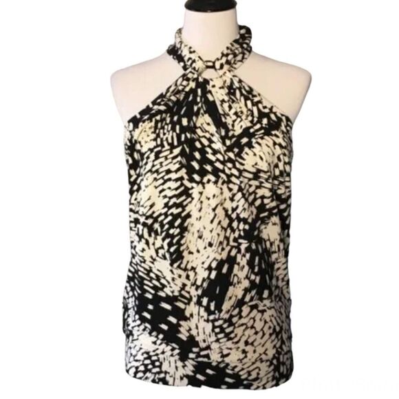 🆕 Michael Kors | Black/White Halter Top size M - Picture 1 of 8